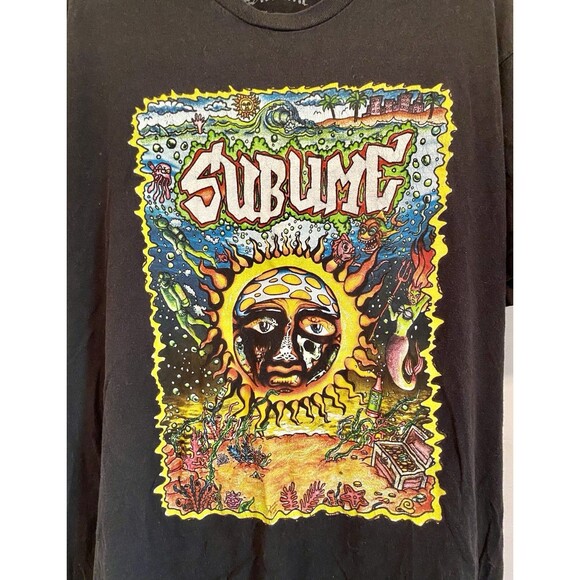 Sublime Tee Size Xl Black Distressed T-Shirt Underwater psychedelics 90s Music - Picture 2 of 9